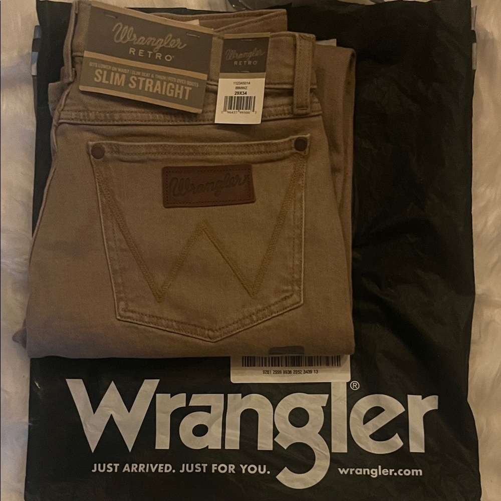 Wrangler Retro Slim Straight Men’s Jeans - Khaki Brown